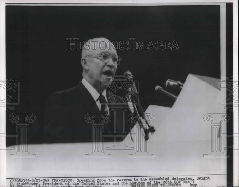 Load image into Gallery viewer, 1956 Press Photo Dwight D. Eisenhower Making Address in San Francisco
