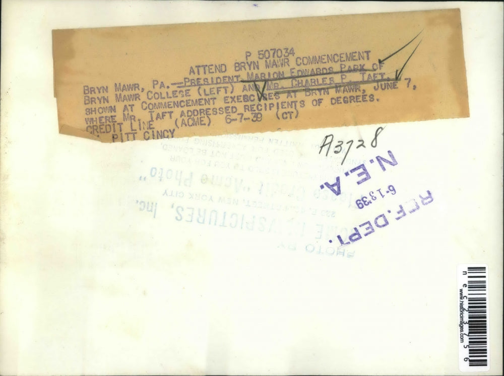 1939 Press Photo Bryn Mawr Commencement