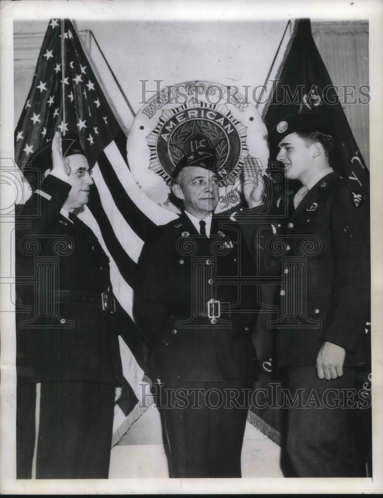 Load image into Gallery viewer, 1944 Press Photo Jimmy Clark, World's Youngest Legionnaire Being Sworn In
