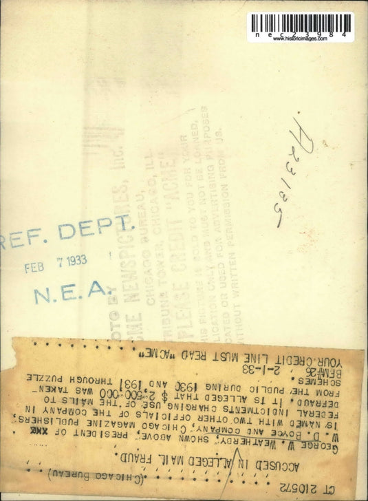 1933 Press Photo George Weatherby Indicted for Mail Fraud - nec23984