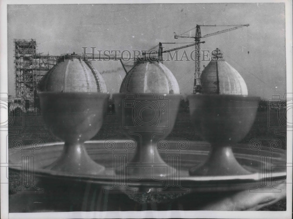 1957 Press Photo Sewage Drainge system Frankfurt Germany