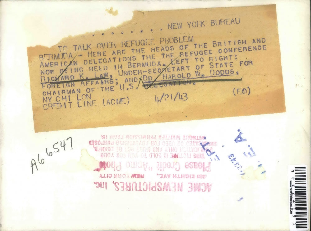 1943 Press Photo Richard K, Law and Harold Dodds, British and American Delegates