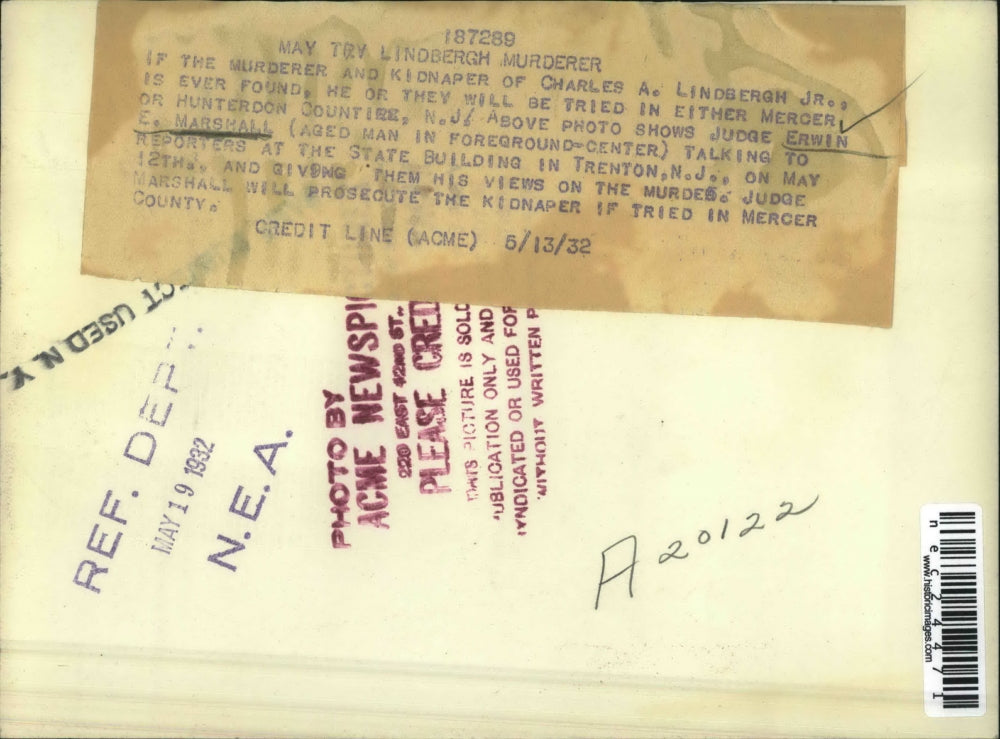 1932 Press Photo Judge Erwin Marshall (maybe will try Lindbergh baby murderer)