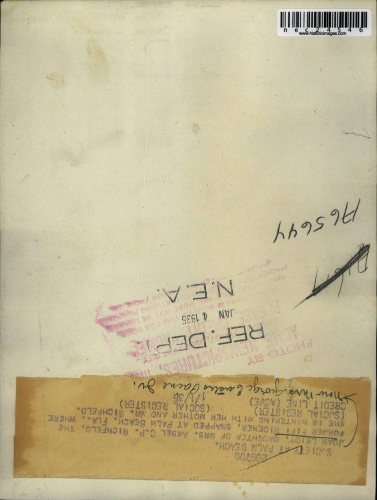 1935 Press Photo Joan Leidy wintering in Palm Beach