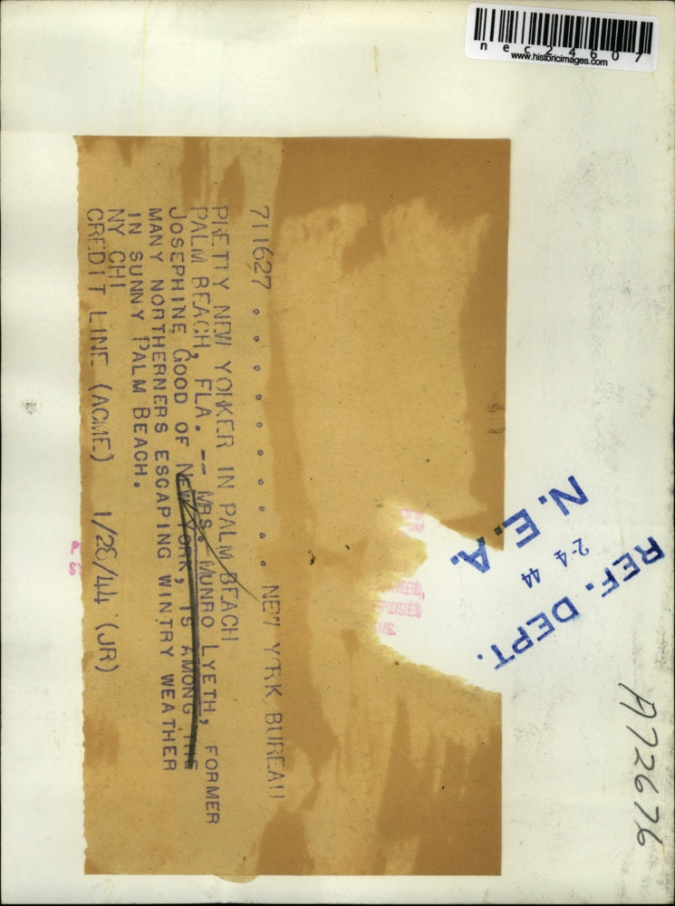 1944 Press Photo Josephine Good, Northerner escaping winter in Palm Beach