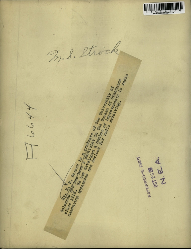 1929 Press Photo Mr MS Strock Graduate of University of Colorado Physicist