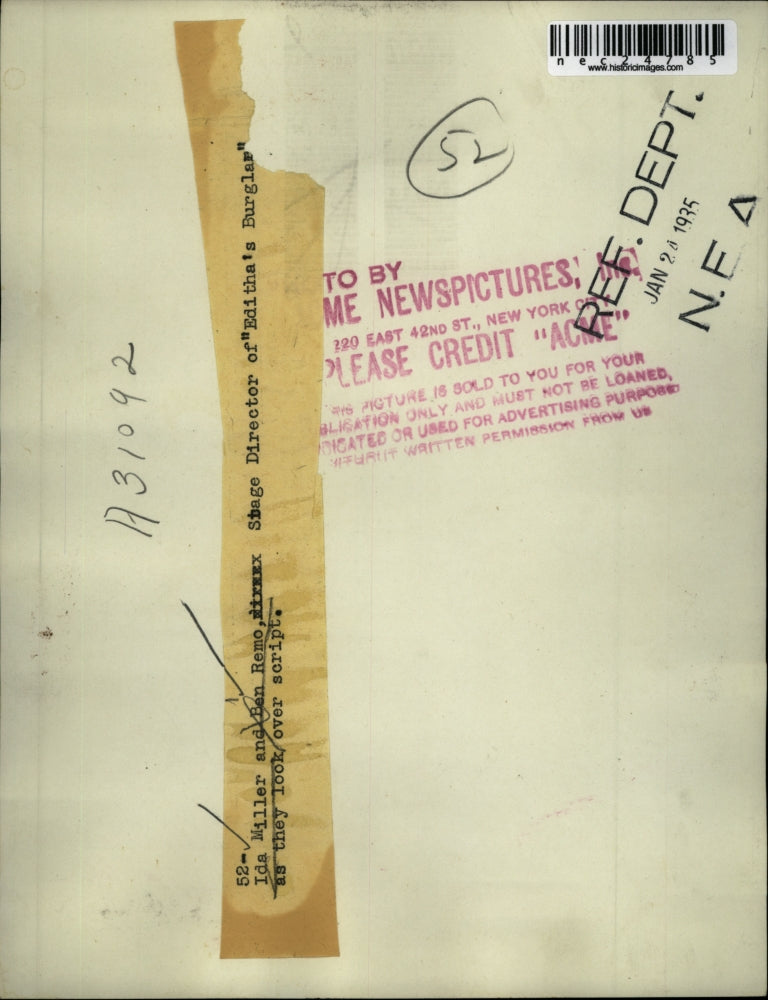 1935 Press Photo Ida Miller and Ben Remo Stage Director "Editha's Burglar"