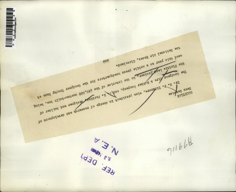 1948 Press Photo Dr. R.P. Dinsmore of Goodyear Tire with A.R. Perkins