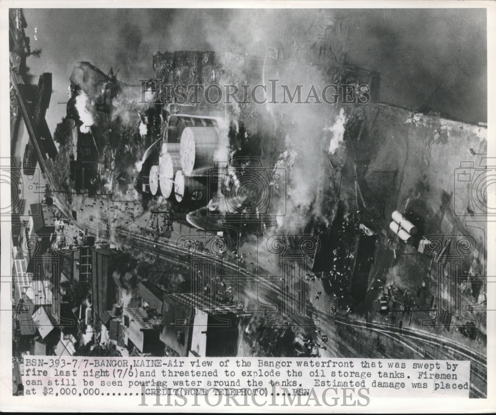 Press Photo Air view of Bangor waterfront that was swept by fire.