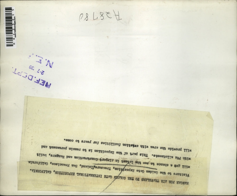 1939 Press Photo Hangar For Air Travelers To Golden Gate Exposition