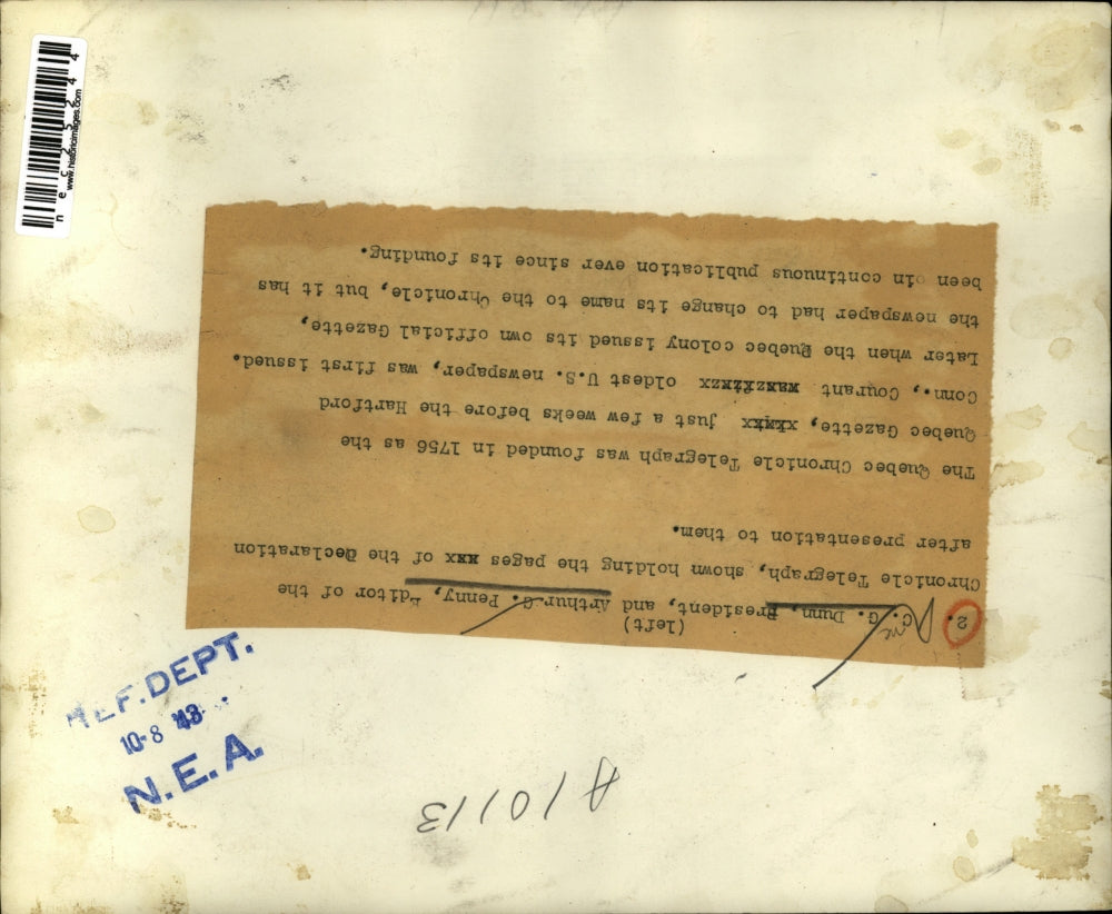 1948 Press Photo CG Dunn President & Arthur G Penny Editor Chronicle Telegraph