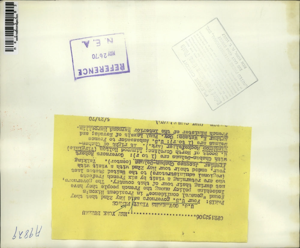 1970 Press Photo US Governors Premier Jacques Chaban-Delmas Robert Scott Linwood