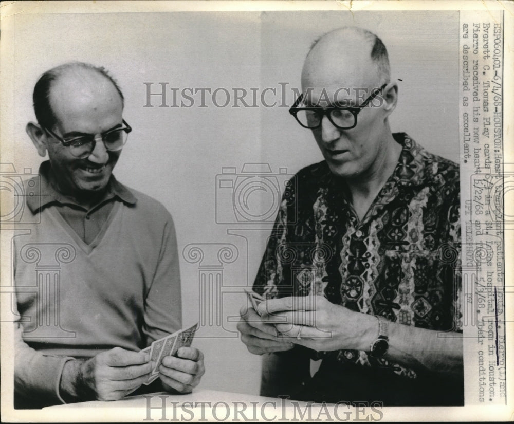 1963 Press Photo Heart transplant patients play card in Houston - nec25407