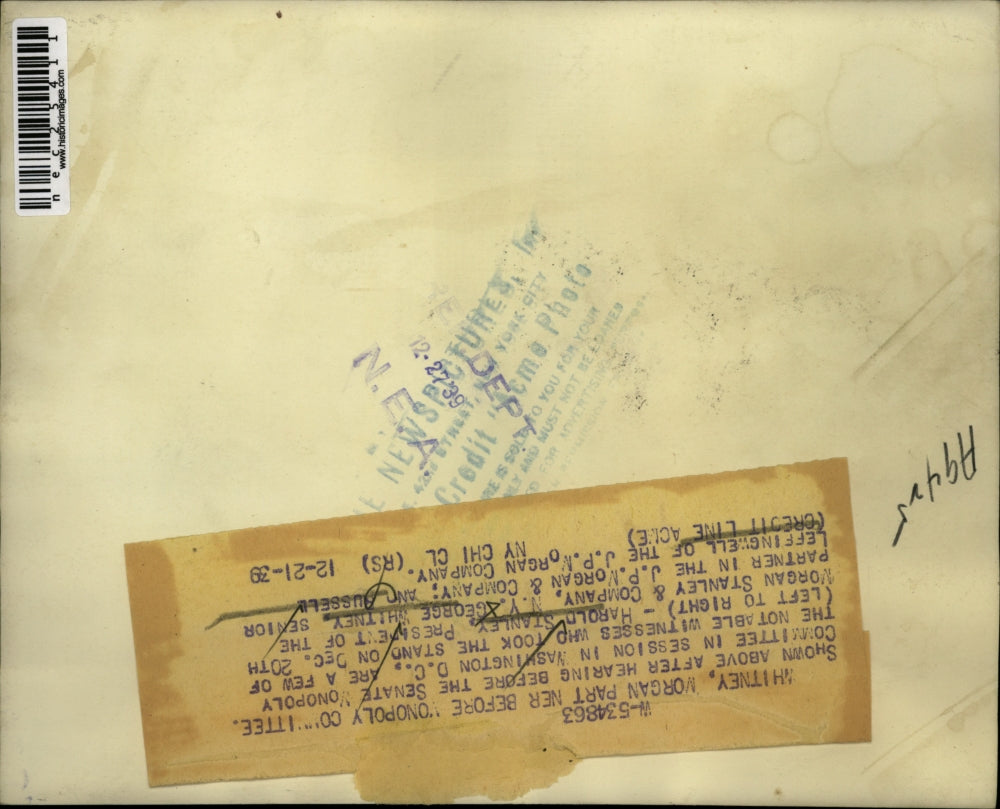 1939 Press Photo Whitney Morgan partner before monopoly committee - nec25411