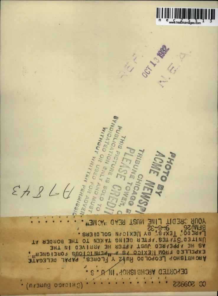 1932 Press Photo Archbishop Leopoldo ruiz Y flores