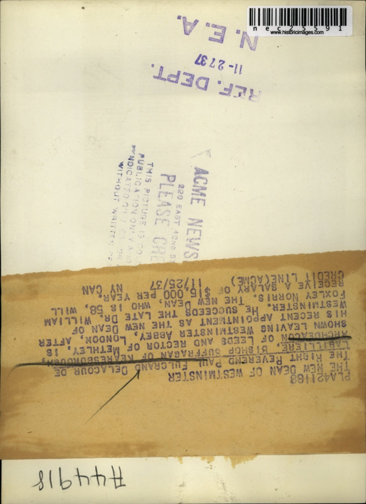 1937 Press Photo Right Reverend Paul Fulcrand Delacour De Labilliere