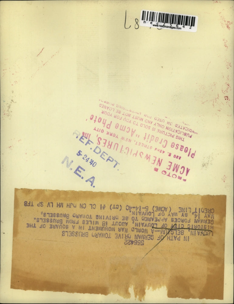 1940 Press Photo World War Monument in a square of the historic city of Louvain.