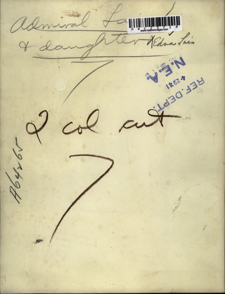 1941 Press Photo Admiral and daughter Edna Lais - nec25714