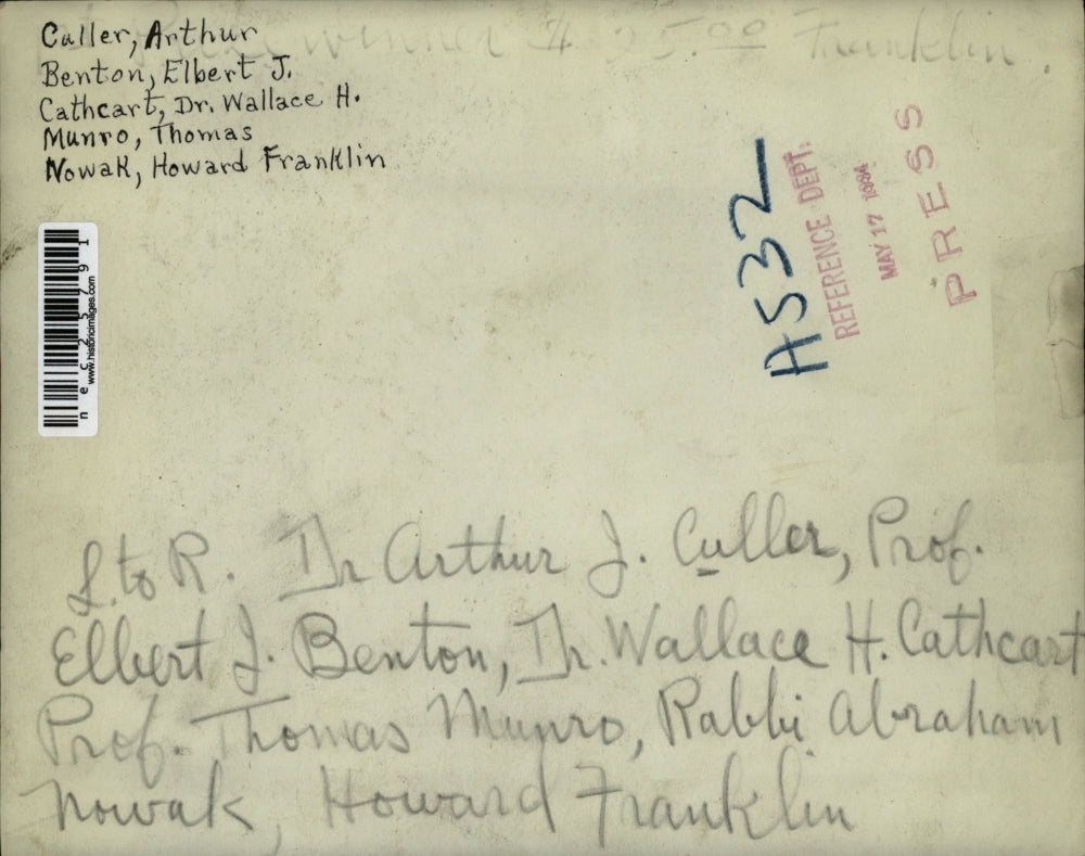 1934 Press Photo Arthur Culler, Elbert Benton Jr., Dr. W. Cathcart, T. Munro