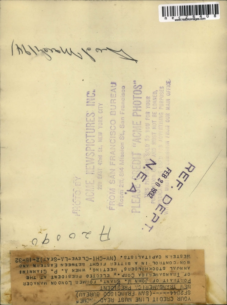 Load image into Gallery viewer, 1932 Press Photo Portrait Of Transamerica Corporation President John Grant
