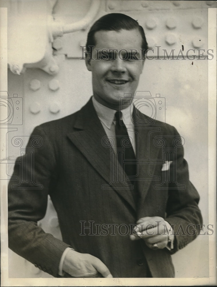 1929 Press Photo American Movie Star Victor Garland returns to NY