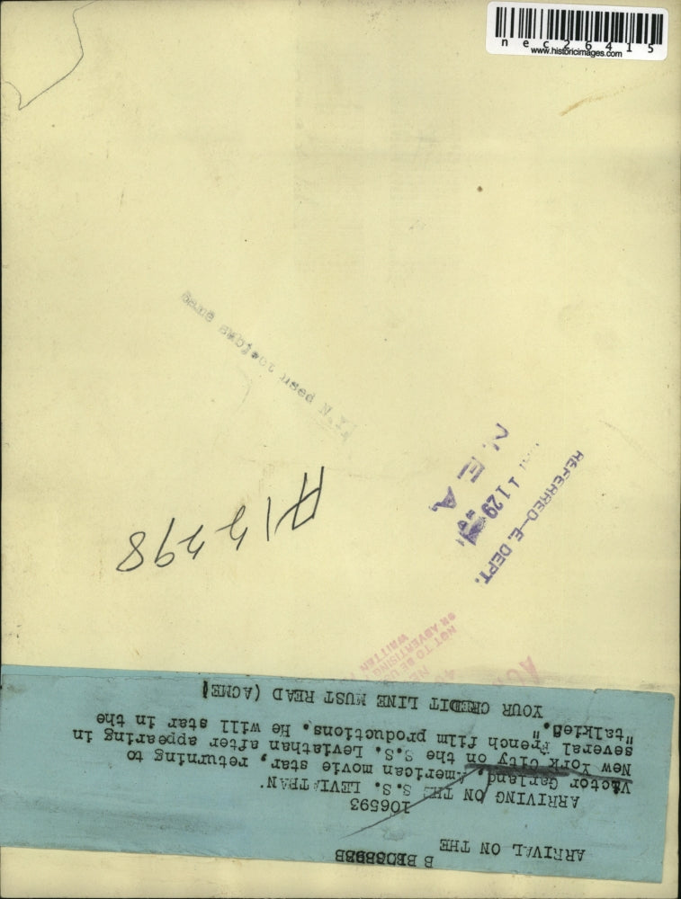 1929 Press Photo American Movie Star Victor Garland returns to NY