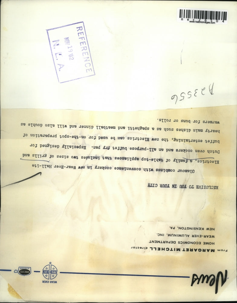 1962 Press Photo Wear-Ever Hall-ite Electric Table Top Grill And Pans