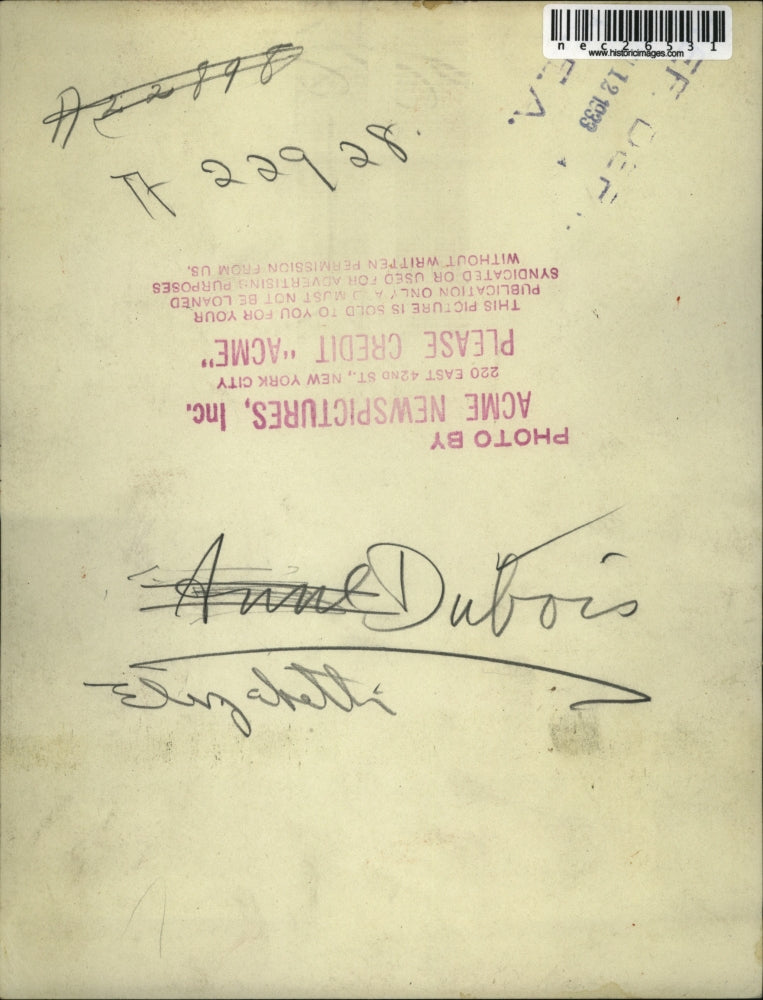 1939 Press Photo Elizabeth DuBois