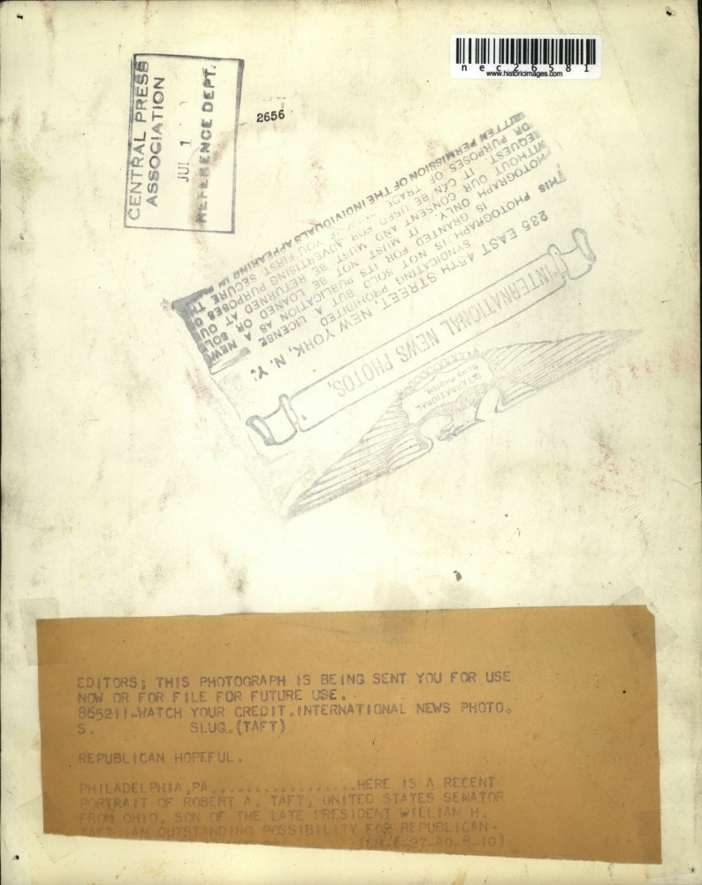 Load image into Gallery viewer, Press Photo United States Senator Robert Taft
