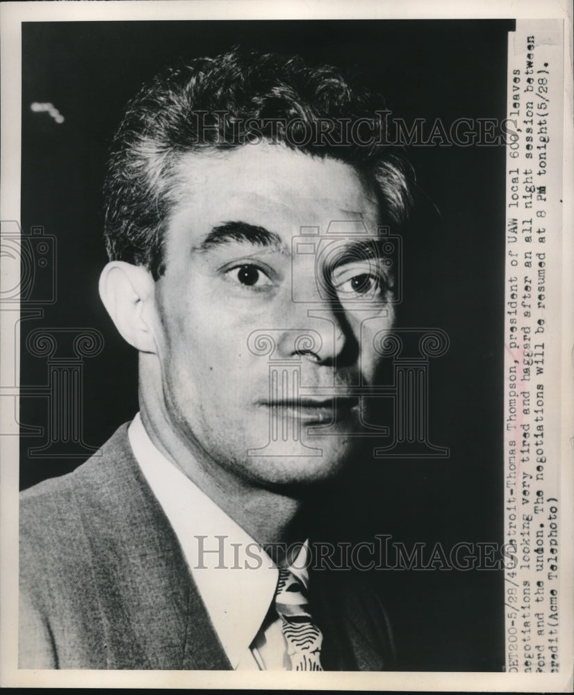 1949 Press Photo Thomas Thompson, President of UAW Local 600