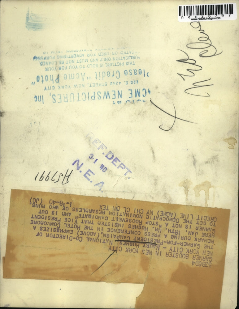 1940 Press Photo Maury Hughes National Co-Director of Garner for President Campa