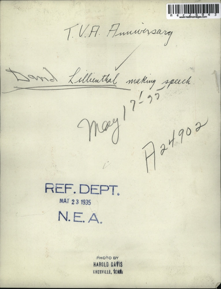 1935 Press Photo David Lillienthal Making Speech