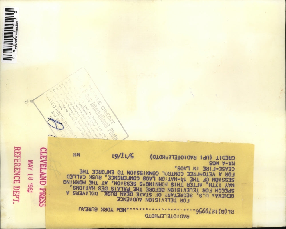 1961 Press Photo Secretary of State Dean Rusk Delivers Speech in Geneva