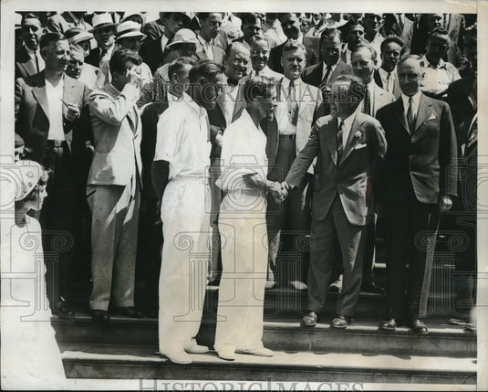 1933 Press Photo Modern Vikings Greeted to New York- Historic Images