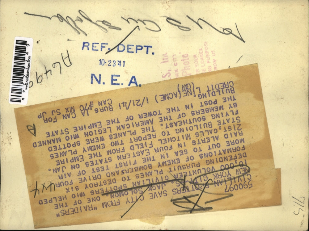 1941 Press Photo S. Jack Solom, volunteer spotter who helped defending planes.