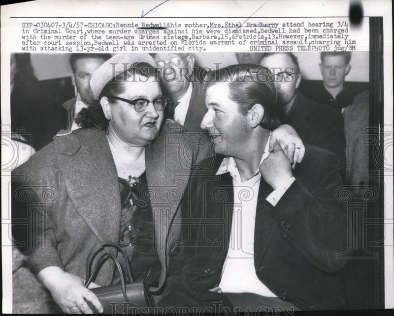 Load image into Gallery viewer, 1957 Press Photo Bennie Bedwell &amp; His Mother Ethel Bradberry Attend Hearing

