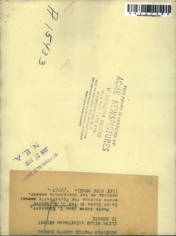 1931 Press Photo John C. Crockett chief clerk of the U.S Senate.