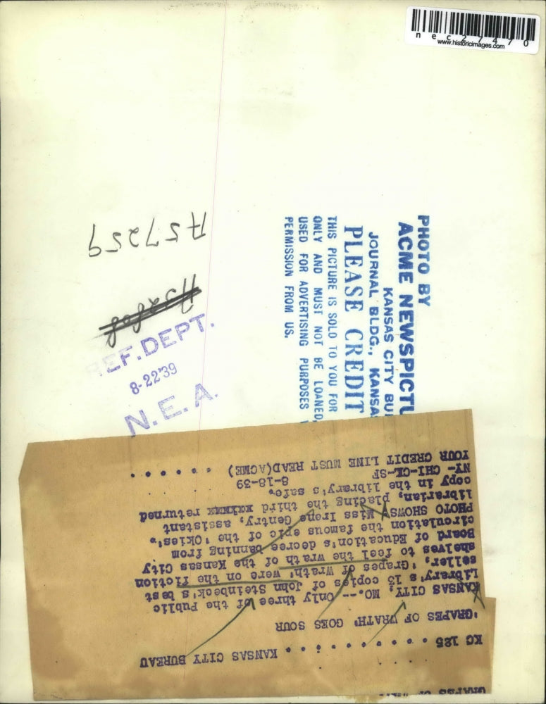 1939 Press Photo Miss Irene Gentry Assistant Librarian - nec27470