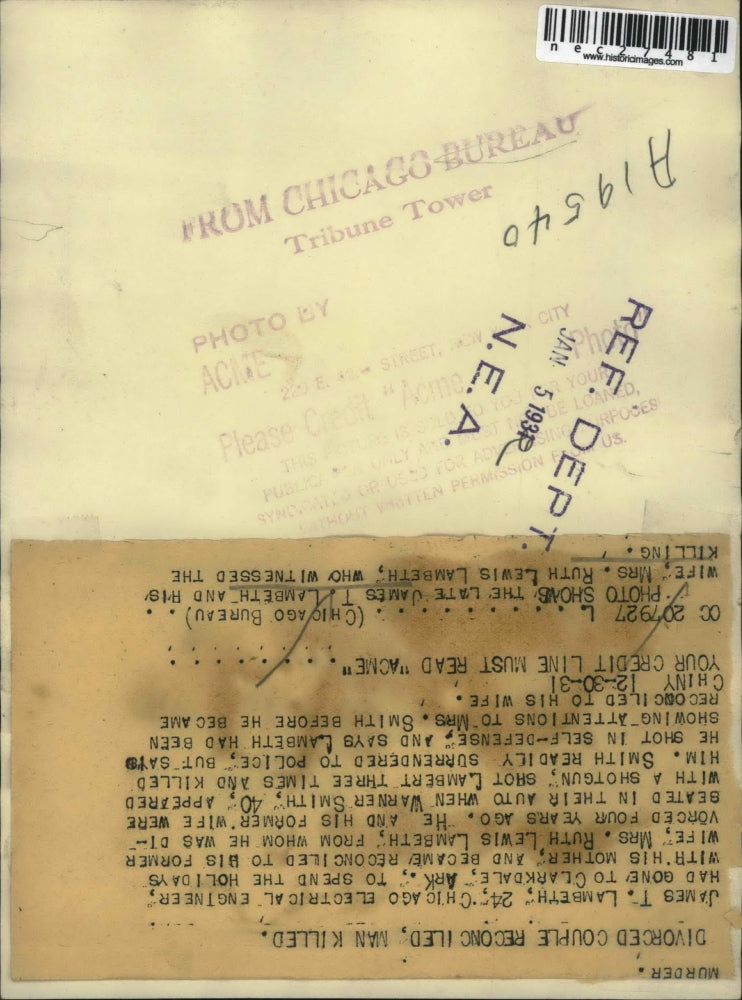 1931 Press Photo Late James Lambeth & Wife Ruth Lewis Lambeth Witnessed Killing