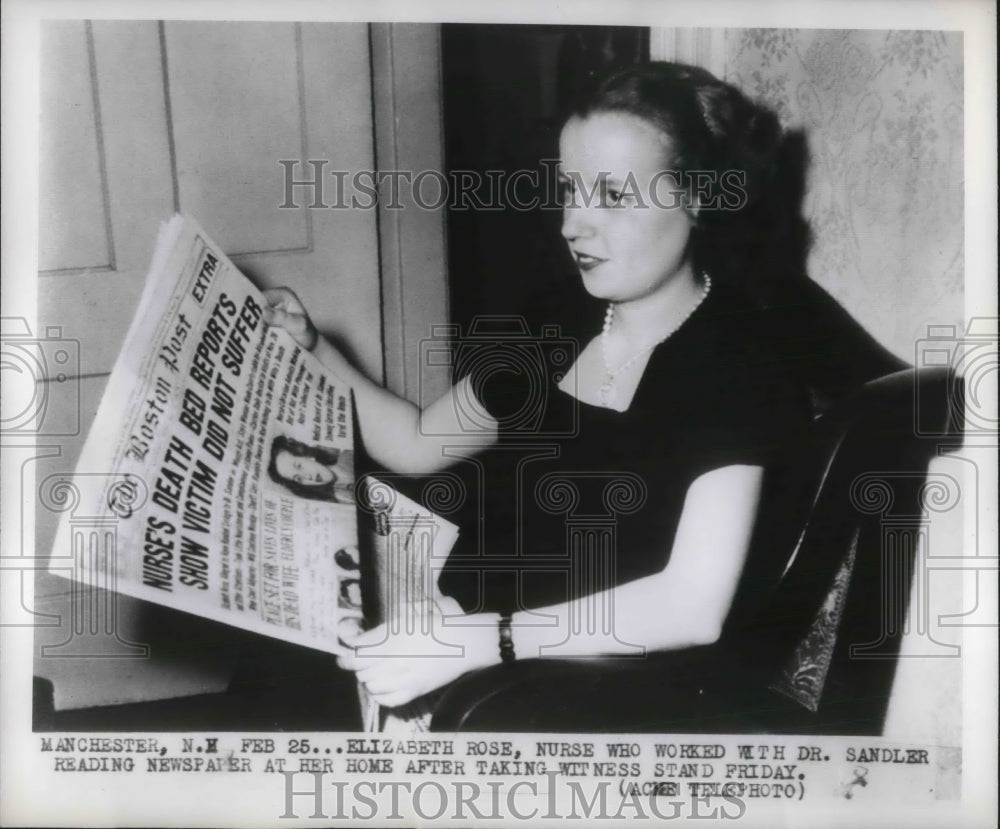 1950 Press Photo Elizabeth Rose nurse worked with Dr. Sandler. - nec27874