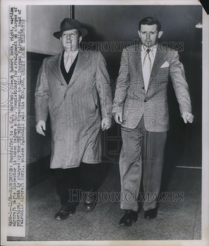1949 Press Photo Joseph Robert Roth Charged with Extortion