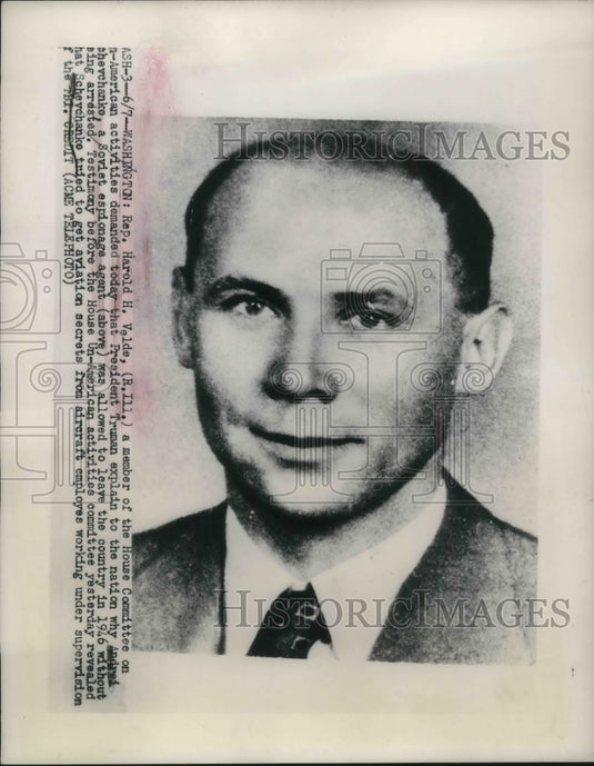 1949 Press Photo Rep Harold Velde member of the House Com on American Activities