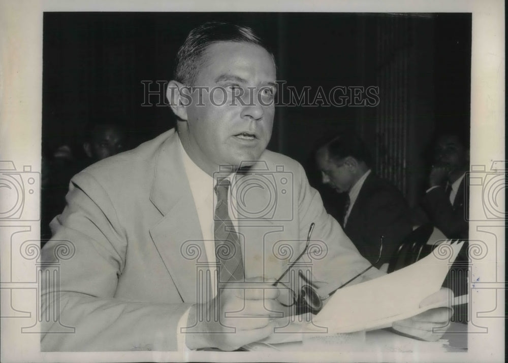 1929 Press Photo NLRB member Edwin Smith at Senate Sub Committee hearing