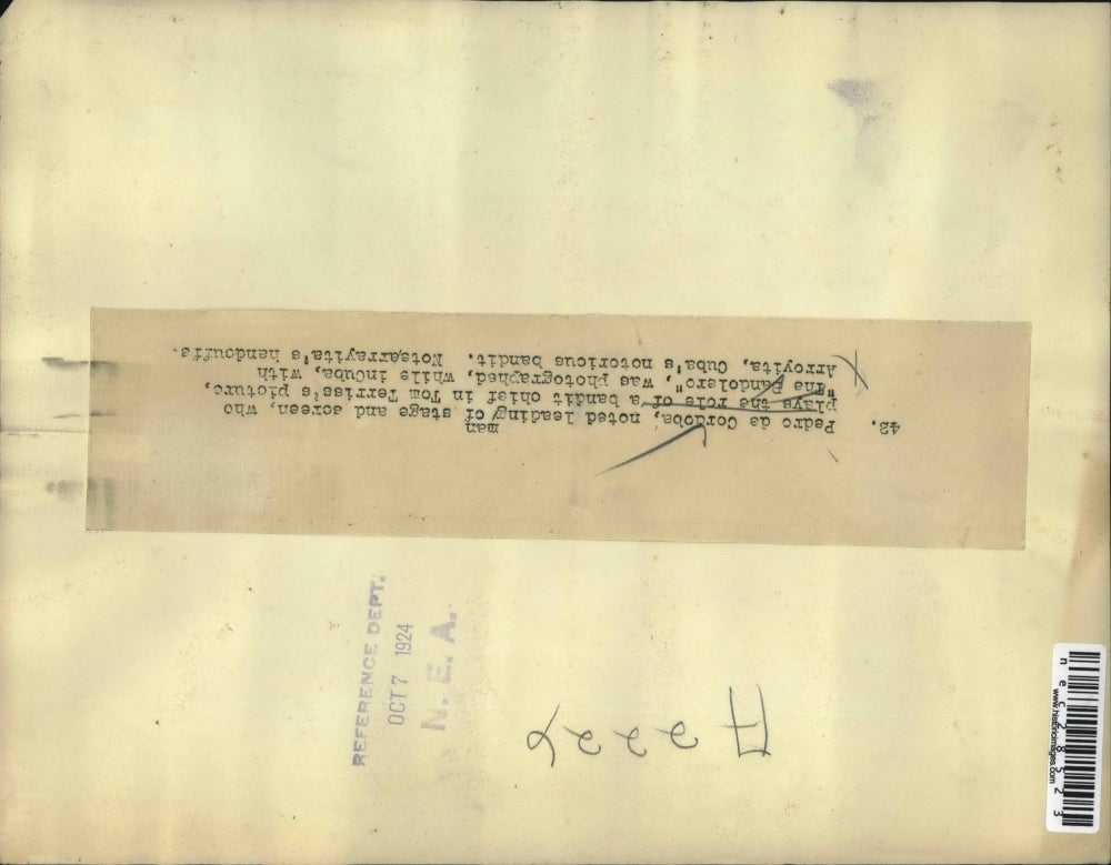 1924 Press Photo Pedro de Cordoba Actor In The Bandolero With Cuban Arroyita