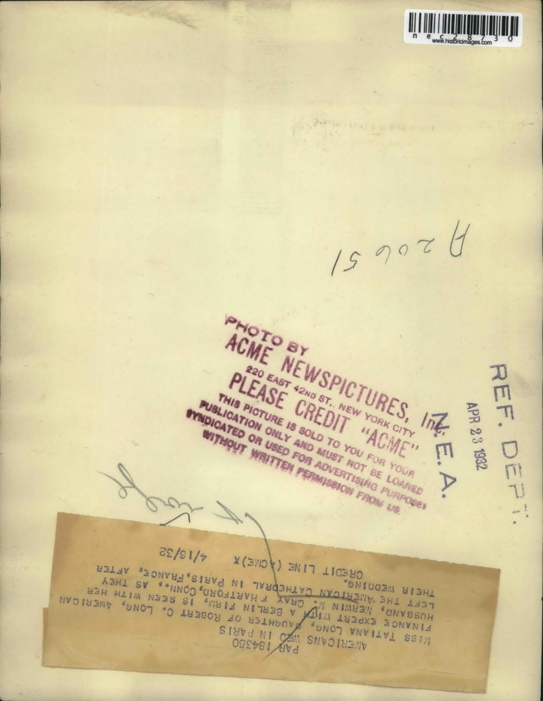 1932 Press Photo Talilia Long married to Merwin Gray