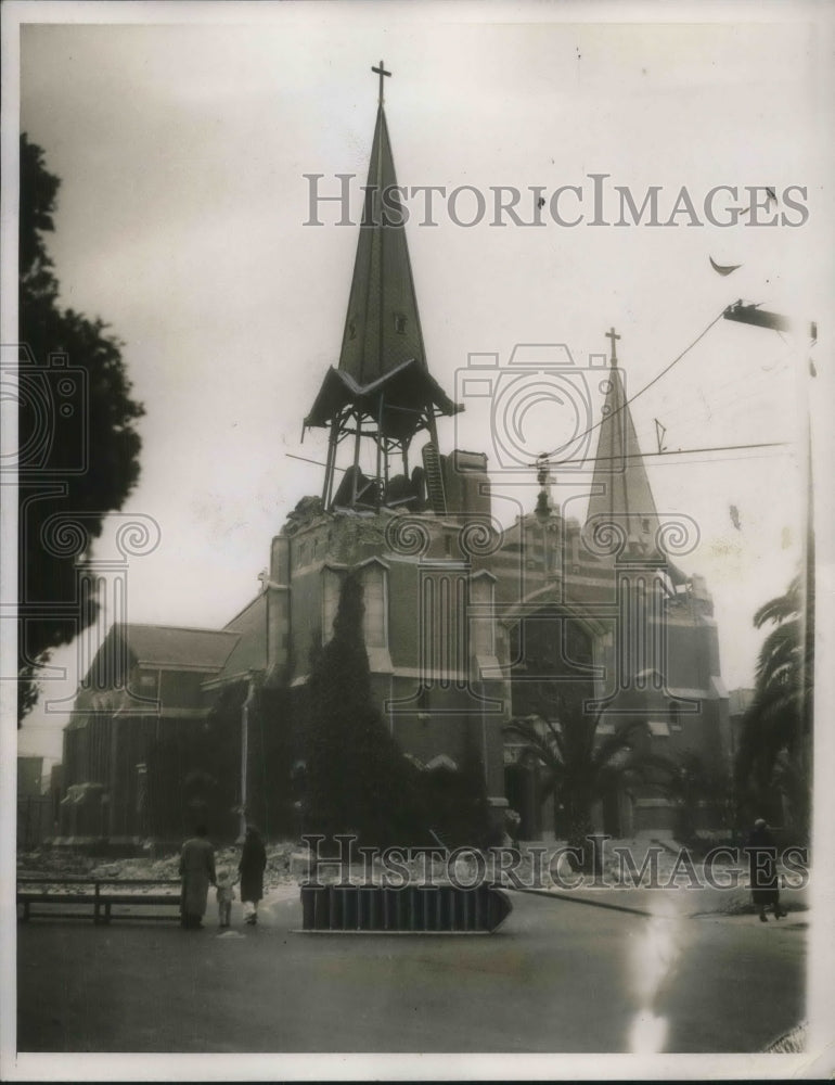 1933 Press Photo St. Anthony&#39;s Church Long Beach Cal Ruined Earthquakes- Historic Images