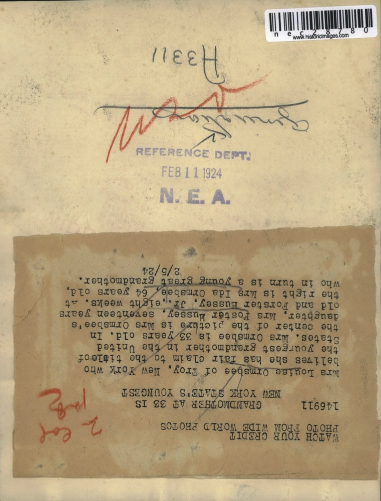 1924 Press Photo Louise Ormsbee 33 Year Old Grandmother With Her Young Family