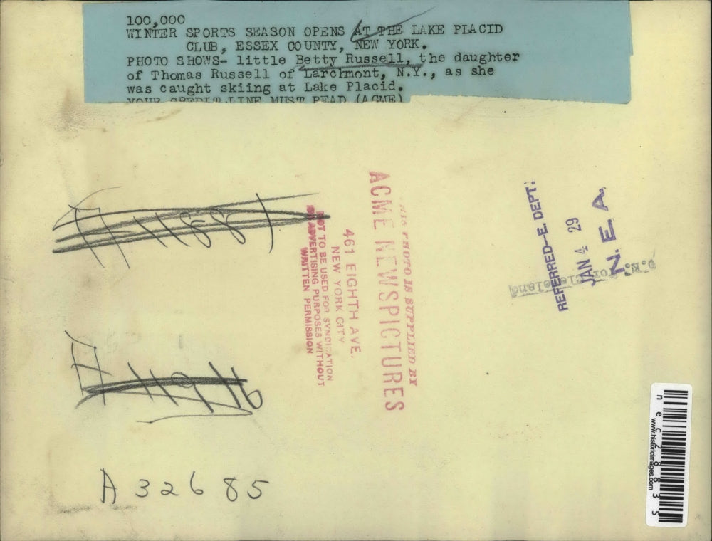 1929 Press Photo Winter season opens in Lake Placid, NY