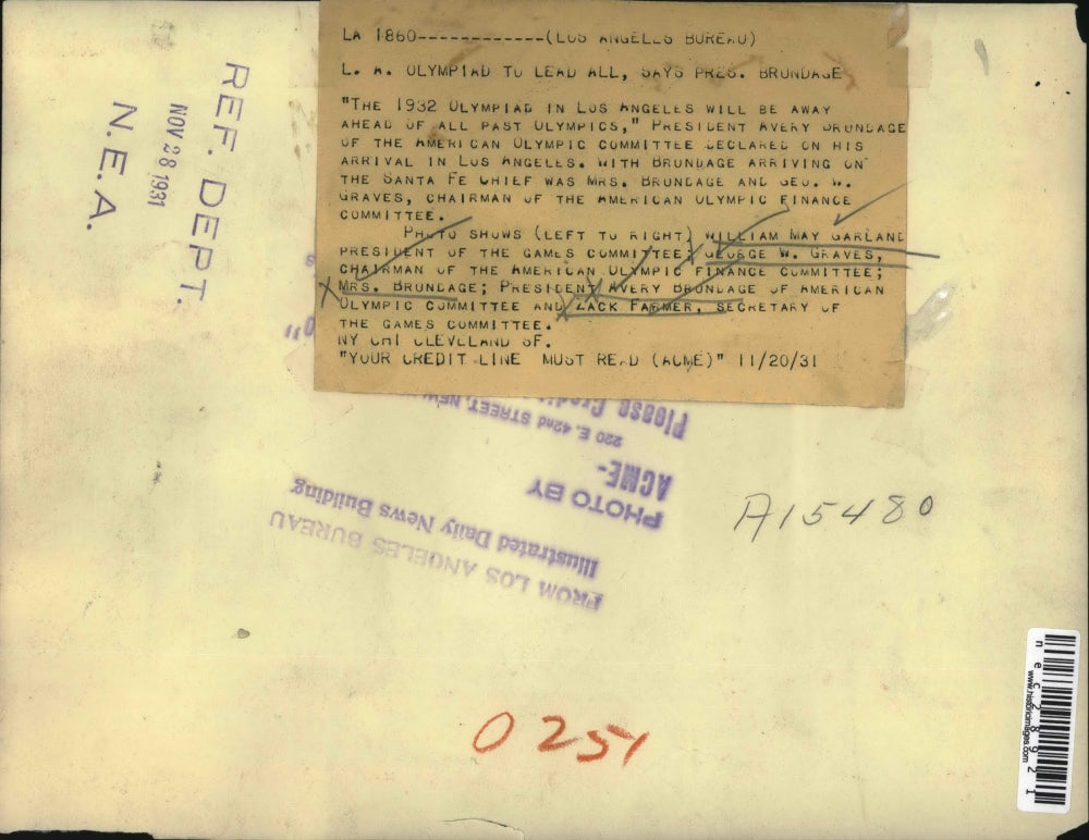 1931 Press Photo Los Angeles Olympic Games Committee Heads Meet