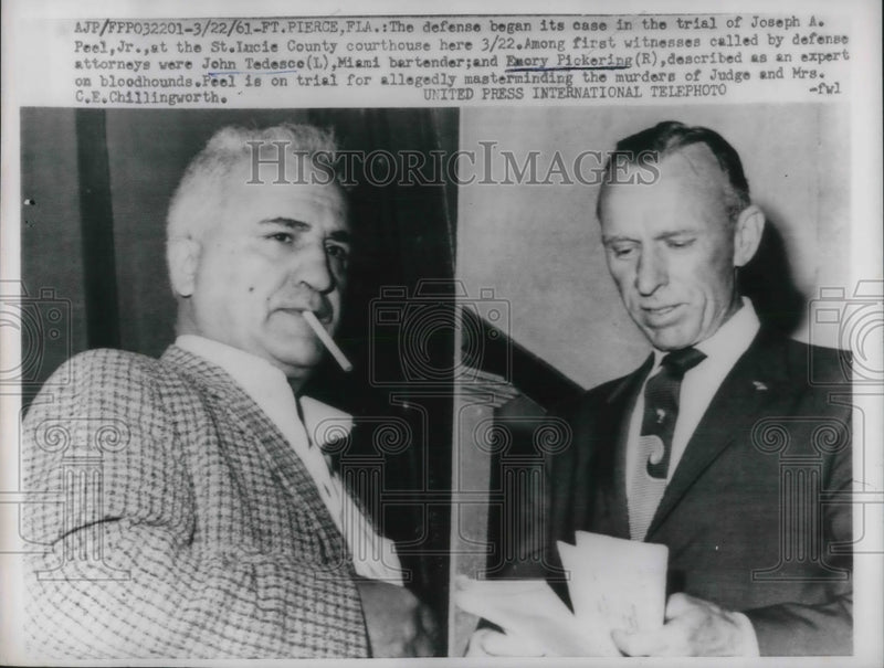 Load image into Gallery viewer, 1961 Press Photo John Tedesce, Emory Pickoring, witnesses in trial
